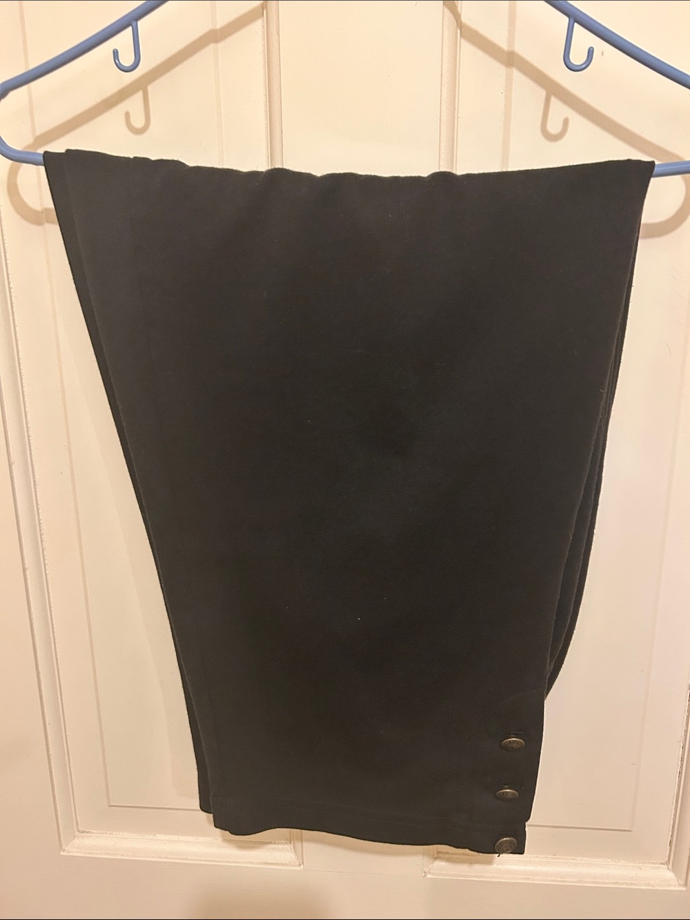 Black Knit Capris w/Button Detail